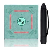 Aucuda Mahjong Mat Noise Reducing with Rules, 33.5x33.45 Inch Non-Slip American Mah Jongg Table Set Cover with Travel Bags, Thanksgiving Poker Card Games Board Waterproof, 2025 Version (Green).