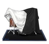 Aucuda Outdoor Drum Set Covers Waterproof with Fix Strap Compatible with Drum Rug Mat, 8x6.6 ft Large 420D Oxford Cover for Electric Drum Kit Indoor, Accessories for Drummers, Apartment, Garage, Black