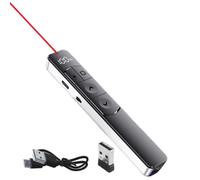 Aucuda Presentation Clicker with 2.4GHz USB Control - 100m Remote Presenter, Rechargeable PPT Pointer for Windows/Mac/Linux, Compatible with PowerPoint/Keynote/Google Slides(red).