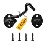 Aucuqu 4 Inch Noise-Free Stainless Steel Hook and Eye Latch - Silent Rubber Coated Heavy Duty Lock for Doors, Gates, Barns, Windows, Fences - Rust-Resistant with Mounting Screws (Black)