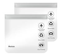 Aucuu 2Pcs Clear Travel Toiletry Bag, Airport Security Liquid Bag Travel Accessories, 20 x 20cm TSA Approved Makeup Bags, Holiday Essentials for Journey Holiday for Women/Men (Grey)