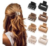 Aucuu 8 Pack Small Hair Claw Clips, Double Row Teeth Hair Clips, Rectangle Claw Clips, Matte H-air Clips, No Slip Hair Clamps hair Accessories for Women Girls for Thin Thick Curly H-air