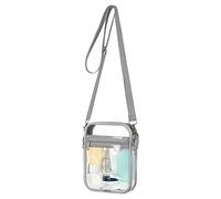 Aucuu Clear Crossbody Bag, Stadium Approved Clear Purse Bag With Adjustable Shoulder Strap, Messenger Bags Transparent Shoulder Case for Concerts Sports Events Festival（Small Grey）