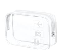 Aucuu Clear Toiletries Bag, 1Pack PVC Waterproof Toiletries Carry Pouch, TSA Approved Travel Toiletry Bag with Zipper, Portable Cosmetic Makeup Bags for Travel Business Trip-White