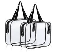 Aucuu Clear Toiletries Bag, 2Pack PVC Waterproof Toiletries Carry Pouch, TSA Approved Travel Toiletry Bag with Zipper, Multi-Size Cosmetic Makeup Bags for Men, Women and Kids - Travel Business Trip