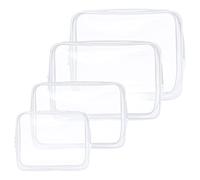 Aucuu Clear Toiletries Bag, 4 Pack PVC Waterproof Toiletries Carry Pouch, TSA Approved Travel Toiletry Bag with Zipper, Multi-Size Cosmetic Makeup Bags for Women and Kids - Travel Business