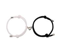 Aucuu Couple Magnetic Bracelets, 1/2 Pairs Matching Bracelet Adjustable Handmade Cord Bracelet, Love Heart Bell Bracelets Gift for Couple Boyfriend Girlfriend Lovers