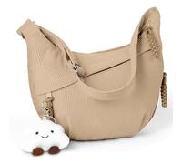 Aucuu Crescent Bag, Corduroy Half Moon Bags, Dumpling Bag, Portable Crescent Purse Hobos Crossbody Bag Corduroy Crossbody Bags with 1 Cloud Pendant & Adjustable Strap for Work School Travel