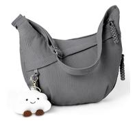 Aucuu Crescent Bag, Corduroy Half Moon Bags, Dumpling Bag, Portable Crescent Purse Hobos Crossbody Bag Corduroy Crossbody Bags with 1 Cloud Pendant & Adjustable Strap for Work School Travel