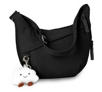 Aucuu Crescent Bag, Corduroy Half Moon Bags, Dumpling Bag, Portable Crescent Purse Hobos Crossbody Bag Corduroy Crossbody Bags with 1 Cloud Pendant & Adjustable Strap for Work School Travel