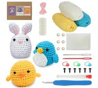 Aucuu Crochet Kit for Beginners, Crochet Starter Kit, Complete Animal Crochet with Step-by-Step Video Tutorials, Beginner Crochet Kit, Knitting Kit, with Hooks Yarn Needles Instruction, Birthday Gift