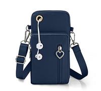 Aucuu Crossbody Phone Bag, Nylon Mini Crossbody Shoulder Bag Wrist Bag with Detachable Adjustable Straps, Cellphone Purse Armband with Headphone Port for cellphones under 7 inches (Blue)