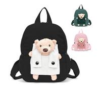 Aucuu Cute Bear Small Toddler School Bag, Kids Backpack, Toddler Backpack for Boys Girls, Cartoon Preschool Kindergarten Elementary Rucksack, Mini Children Backpack for School & Travel (S)