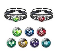Aucuu Genshin Impact Bracelet, Unisex Animne Luminous Bracelet God's Eye Cosplay Gift, Fortunate Wristband with 7 Pcs Elements Replacement - Fire, Ice, Wind, Grass, Rock, Thunder, Water, 18 cms