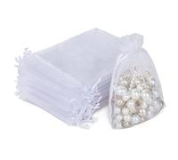 Aucuu Jewellery Pouches, 105 Pcs Organza Gift Bags,Jewelry Drawstring Pouches Wedding Party Favors Bags, Mesh Wedding Favour Bag for Birthday Christmas and Anniversary - 7 x 9 CM (White)