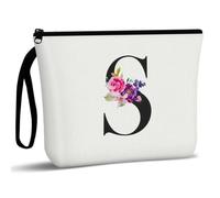 Aucuu Personalized Makeup Bag, Letter Canvas Cosmetic Bag, Travel Makeup Organiser, Perfect Birthday Gifts for Mom and Best Friend, Bride Bridesmaid Cosmetic Bag(S)