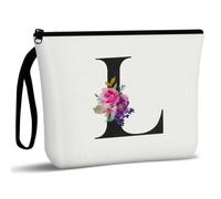 Aucuu Personalized Makeup Bag, Letter Canvas Cosmetic Bag, Travel Makeup Organiser, Perfect Birthday Gifts for Mom and Best Friend, Bride Bridesmaid Cosmetic Bag(L)