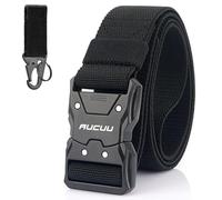 Aucuu Quick Release Tactical Belt, Work Belts, Tactical Belt for Men, 1.5" Military Style Nylon Web Hiking Belt, Adjustable Canvas Nylon Belts with Quick Release Buckle, with Hook