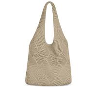Aucuu Retro Hollow Woven Shoulder Bags, Women Knitted Handbags-Khaki