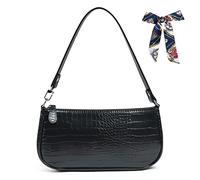 Aucuu Shoulder Bags, 90s Classic Clutch Retro Crocodile Pattern Underarm Bag, Vintage Ladies Mini Handbags with Bow and Zipper Closure - Gift for Christmas, Birthday and Anniversary