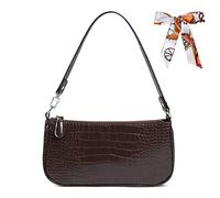 Aucuu Shoulder Bags for Women, 90s Classic Clutch Retro Crocodile Pattern Underarm Bag, Vintage Ladies Mini Handbags with Bow and Zipper Closure - Gift for Christmas, Birthday