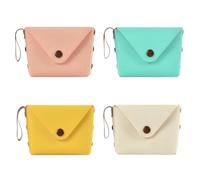 Aucuu Small Coin Purse, 4 PC Cute Coin Purse, Portable PU Leather Mini Wallet, Candy-Colored Hasp Mini Bags for Women Girls Children, for Credit Card, ID Card, Keys, Lipstick