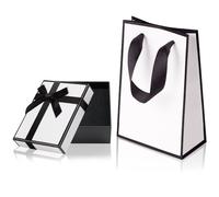Aucuu Small Gift Box and Gift Bag, 9x7x3cm Jewellery Gift Box and Paper Gift Bag, Bow-knot Gift Boxes with Lid for Jewellery Rings Earrings Necklace Bracelet, for Gifts Weddings Birthdays Christmas