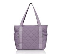 Aucuu Tote Bag for Women, Women's Handbag, Foldable Handbag, Shoulder Bag, Women's Carry-On Bag with Laptop Compartment, Travel Quilted Bag for Beach, Gym, Work, School, Shopping (Purple)