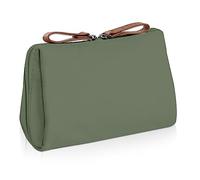 Aucuu Travel Makeup Pouch, Small Makeup Bag, Mini Cosmetic Bag with Compartments, Multifunctional Waterproof Cosmetic Bag, Portable Toiletry Bag, Travel Organizer Bag for Women Girls, Green 15*11*5cm
