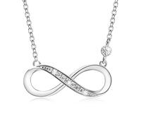 Aucuu Women's Sparkling Infinity Pendant Necklace, 925 Sterling Silver Necklace with Shiny Cubic Zirconia, Adjustable Infinity Necklace - Luck & Eternity Gifts for Lover/Mum/Girls, 45cm