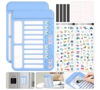Audab 2Pcs Dry Erase Chore Chart for Kids, Magnetic Checklist Board, My Chores Slider Chart to Do List Board, Routine Reward Chart Schedule Board Task Tracker for Home Refrigerator, Wall, Desk (Blue)