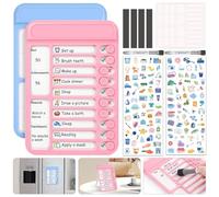 Audab 2Pcs Dry Erase Chore Chart for Kids, Magnetic Checklist Board, My Chores Slider Chart to Do List Board, Routine Chart Schedule Board Task Tracker for Home Refrigerator, Wall, Desk (Blue & Pink)