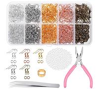 Audab Earring Hooks, 1400pcs Earring Making Kit with 200pcs Ear Ring Hooks, 1000pcs Jump Rings, 200pcs Earring Backs and Jewelry Pliers for Jewelry Making Supplies Earring Findings