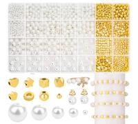Audab Pearl Beads and Gold Spacer Beads for Bracelets and Jewelry Making