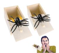 Audasi 2 Pcs Spider In a Box Prank, Funny Scare Box Spider Hidden in Case Wooden Scare Boxes Hilarious Spiders Scare Toy Realistic Rubber Spider Practical Toy Prank for Kids Adults