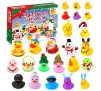 Audasi 24Pcs Rubber Duck Advent Calendar 2025, 24 Days Christmas Countdown Calendar Surprise Rubber Duck Bath Toys Novelty Ducks Creative Christmas Gifts for Kids Boys Girls Party Favors Birthday Gift