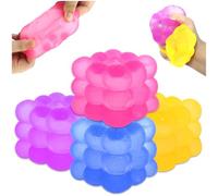 Audasi 4pcs Ice Cube Squishy,Cube Stress Balls Soft Fidget Squishy Toys Portable Square Stress Balls Anxiety Relief Nice Cube Fun ADHD Sensory Feelings Toys For DHD Autism Kids Adults