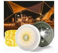 Audasi 66FT/20M Retractable Camping String Lights Reel, Portable Stowable Strip Light with 8 Modes 2-in-1 Camping Lanterns for Outdoor Campsite Awning Bedroom Backyard Patio Party Festival Decor