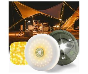Audasi 66FT/20M Retractable Camping String Lights Reel, Portable Stowable Strip Light with 8 Modes 2-in-1 Camping Lanterns for Outdoor Campsite Awning Bedroom Backyard Patio Party Festival Decor
