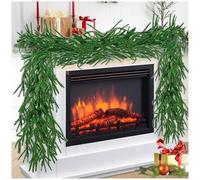 Audasi 9ft/2.7m Green Artificial Christmas Garland, Norfolk Pine Garland Real Touch Long Faux Greenery Garland for DIY Xmas Decor Stairs Table Mantle Fireplace Window Indoor Outdoor Decorations