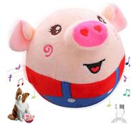 Audasi Active Moving Pet Plush Toy Interactive Dog Toys for Boredom Bouncing Piggy Dog Toy Shaking Talking Dog Ball for Dogs Cats Pets Washable Cartoon Pig Squeaky Plush Dog Toy Pet Toy Red