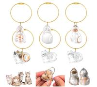 Audasi Cat Hair Memorial Capsule Keychain, 6pcs Transparent Pet Fur Keepsake Capsule Pet Hair Storage Bottle My Pet’s Fur Container Portable Cat Shaped Souvenir Bottle Box for Cat Lovers