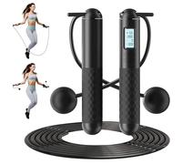 Audasi Cordless Skipping Ropes 2 In 1 Weighted Ropeless Skipping Rope with Counter Smart Digital Gravity Ball Jump Rope with LCD Display Portable Boxing Jumping Rope For Adult Kids Burn Calories
