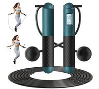 Audasi Cordless Skipping Ropes 2 in 1 Weighted Ropeless Skipping Rope with Counter Smart Digital Gravity Ball Jump Rope with LCD Display Portable Boxing Jumping Rope for Adult Kids Burn Calories