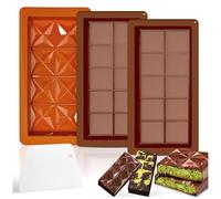 Audasi Deep Chocolate Moulds, 3pcs Silicone Big Chocolate Bar Mould with Spatula Thick Chocolate Bar Mold Sweet Candy Moulds Jelly Moulds for DIY Baking