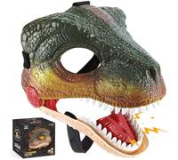 Audasi Dino Mask Dinosaur Mask Moving Jaw Hard Plastic Halloween Masks Electric Dinosaur Toy Simulated Velociraptor Face Mask with Open Mouth Funny Halloween Party Cosplay Props for Kids Adults