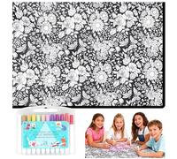 Audasi DIY Coloring Blanket with Makers, 50*60 Inch Color Your Own Blanket Throw Creative Art Custom Dyed Fabric Blanket Washable with 24pcs Colored Pens Soft Cozy Fleece Drawing Throw Bedroom Decor