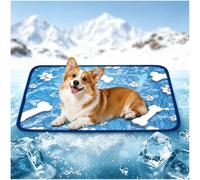 Audasi Dog Cooling Mat 70x55cm,Cooling Fiber Self-Cooling Pad For Dogs & Cats Summer Pet Mat Paw-Print And Bone Pattern Non-Slip Foldable Washable Pad For Floors Sofas Kennels