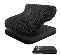 Audasi Gel Seat Cushion, Honeycomb Thick Gel Seat Pad for Bottoms Soft Sitter Cushion Relieving Back Coccyx Pressure Seat Cushions for Car Office Home Wheelchair Chair Kit (Black)