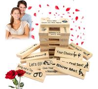Audasi Lust Tower, 48pcs Super Naughty Block Tower Game Couples Games for Adults Valentine Tumbling Tower Stacking Blocks Game Wooden Blocks Challenges Block Game for Grown Ups Night Party Game Gift